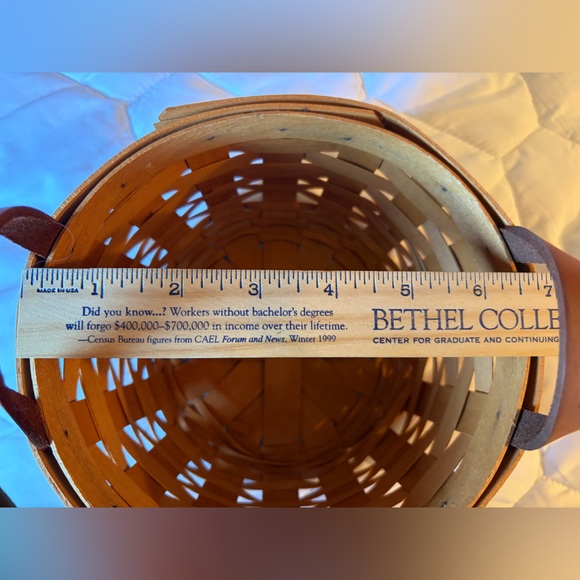 Longaberger Brown Woven Basket with Leather Handles - Picture 4 of 5